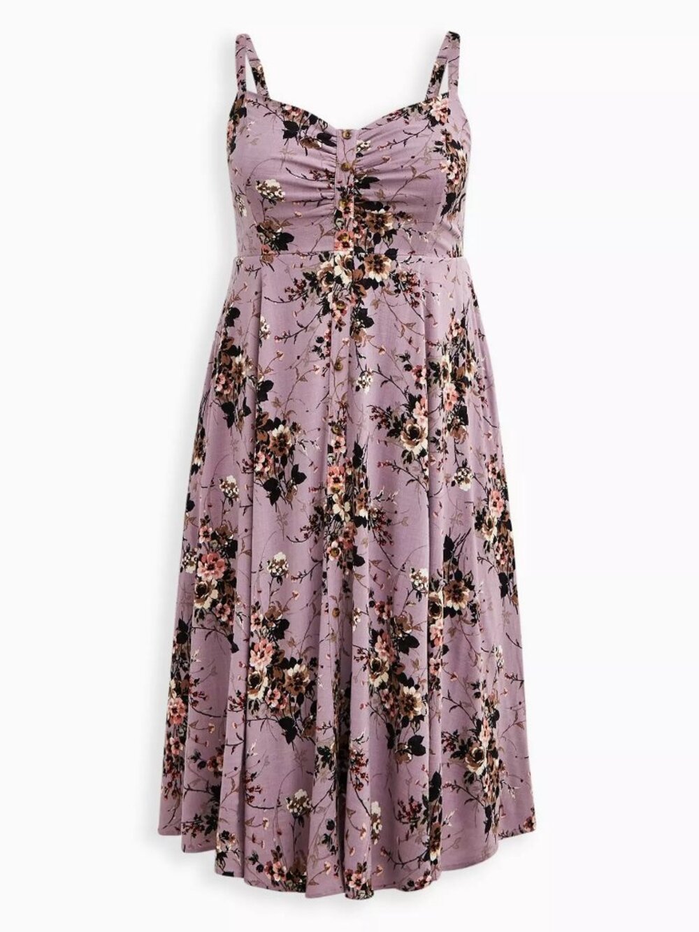 Torrid Lavender Floral Midi Textured Woven Button-Front Dress Plus Size 1 NWOT